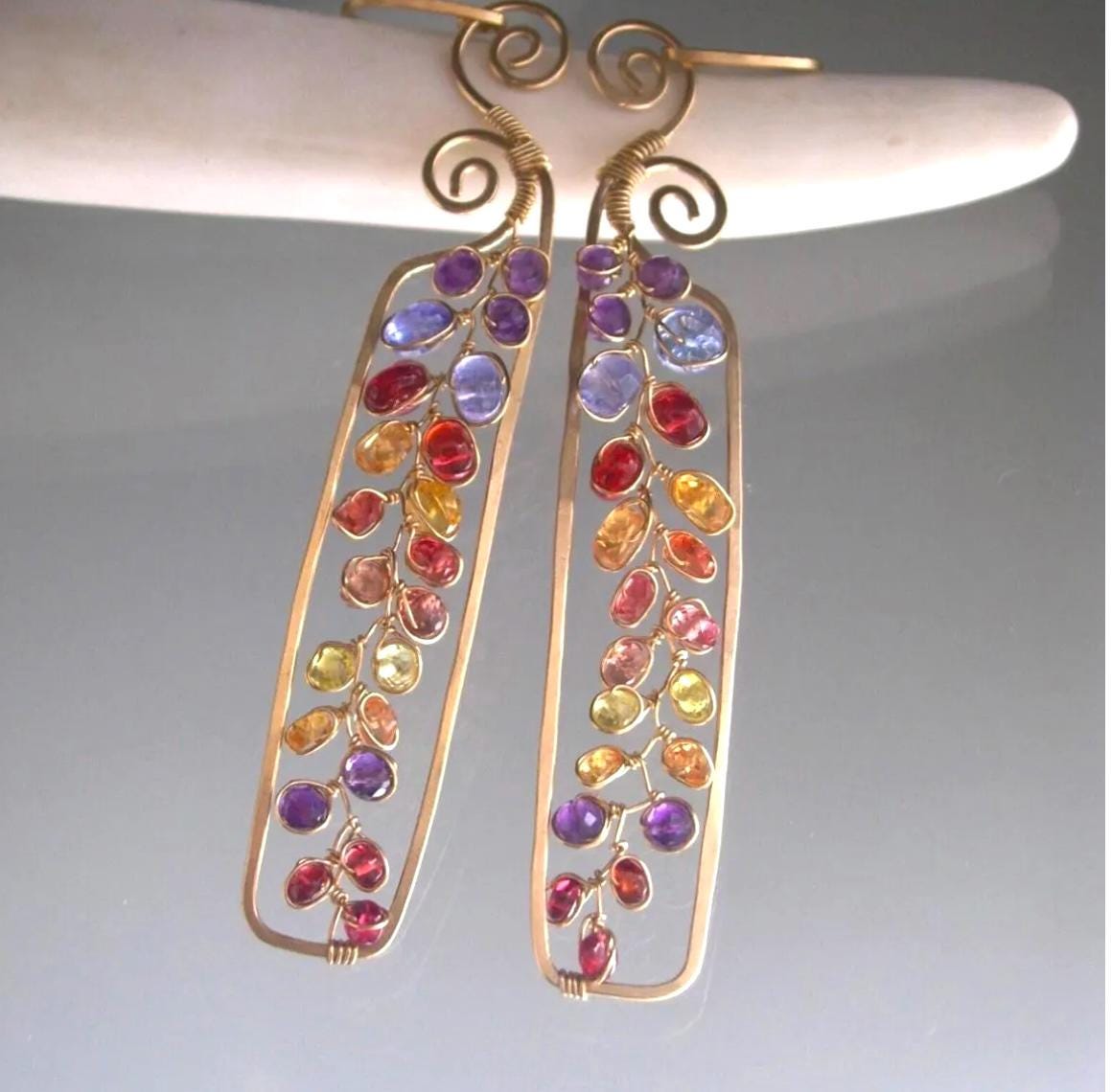 Mosaic Gemstone Earrings in 14k Gold Fill