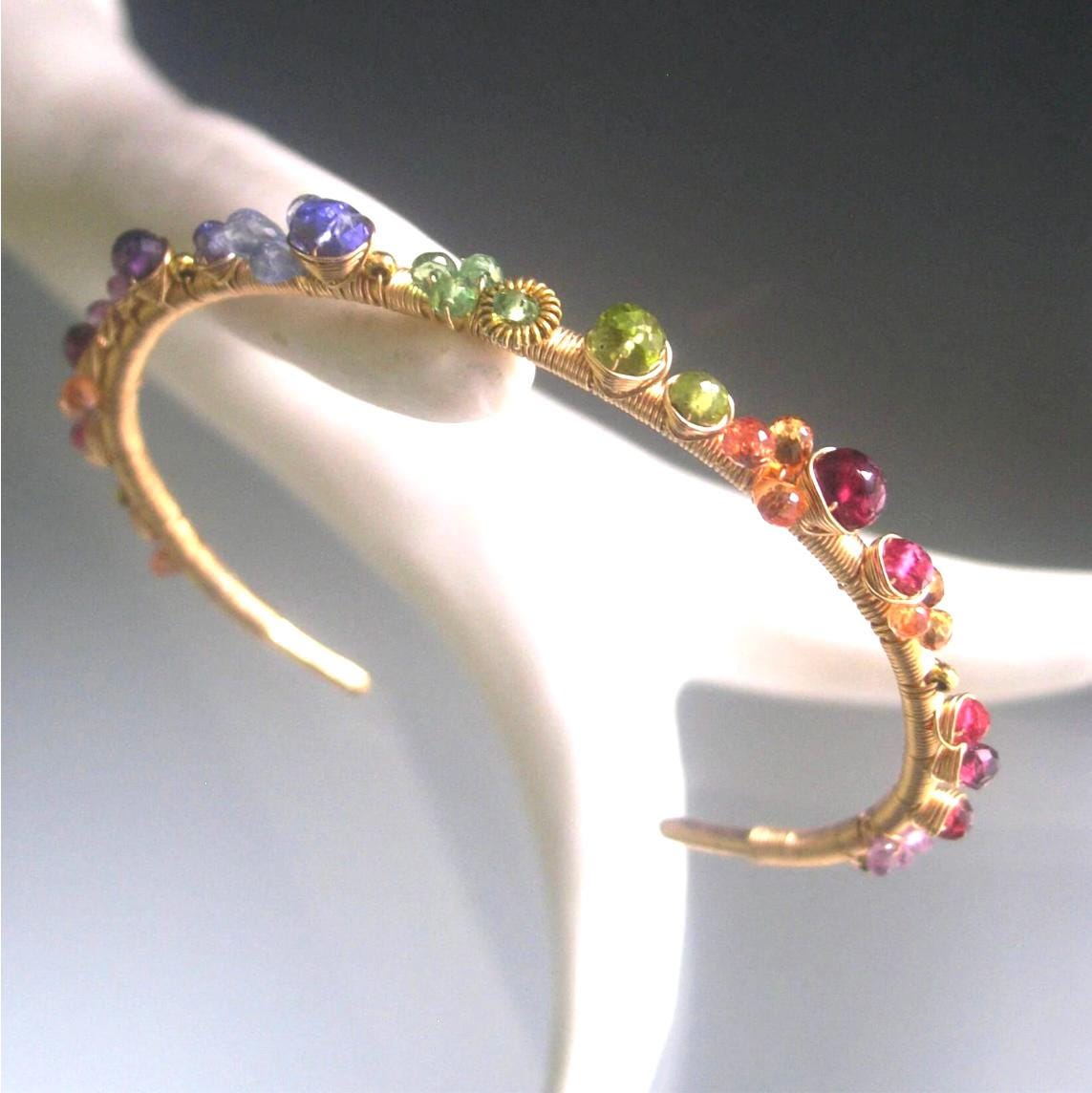 Multi Gemstone 14k Gold Filled Cuff Bracelet