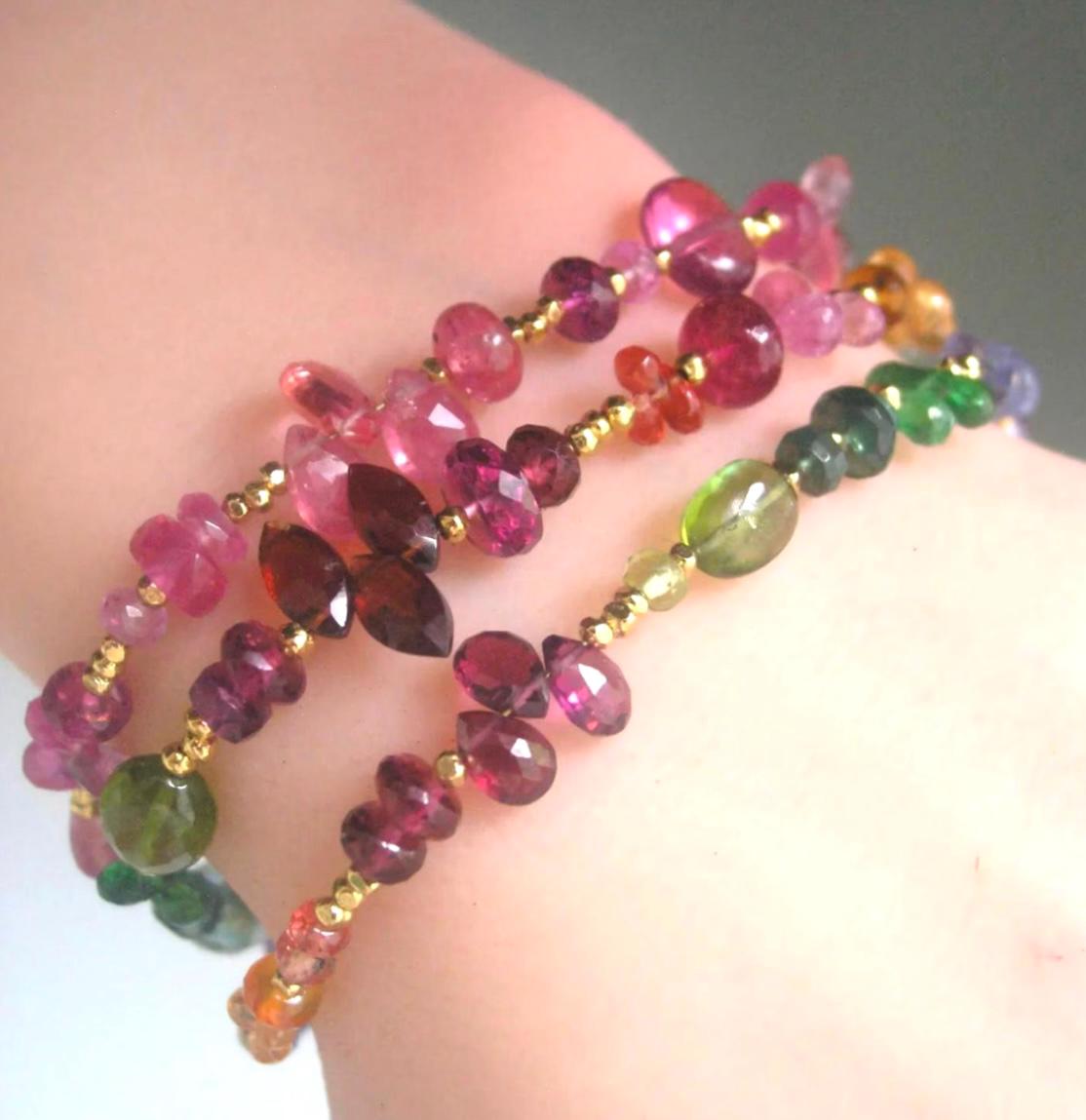 Rainbow Gemstone Vermeil Beaded Bracelet