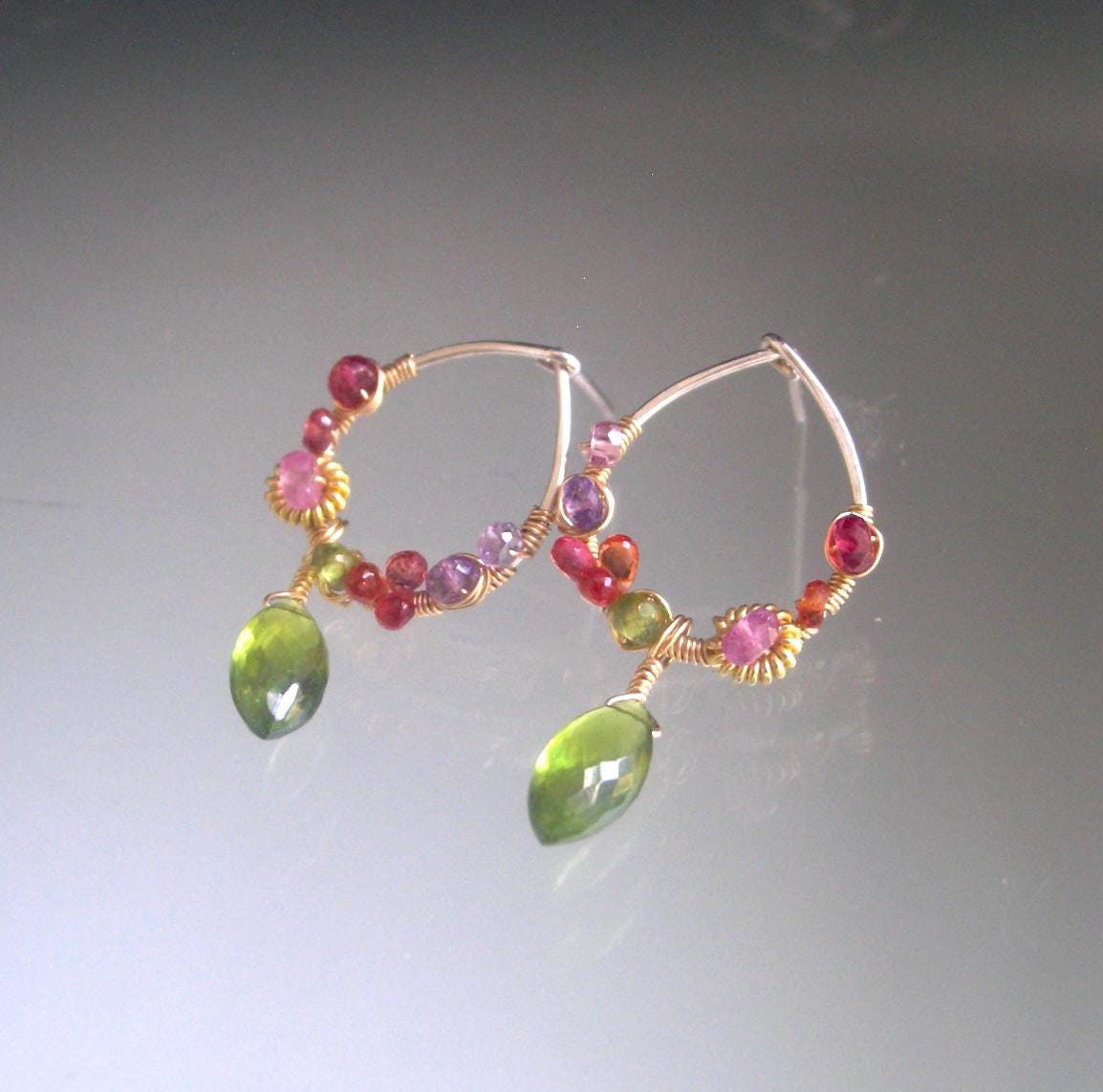 Small Gemstone Teardop Post Earrings in Sterling & 14k Gold Filled