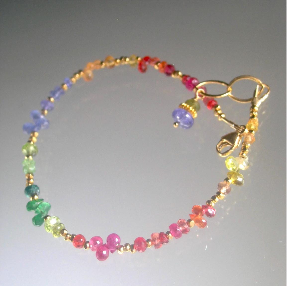 Watercolor Rainbow Gemstone Beaded Bracelet