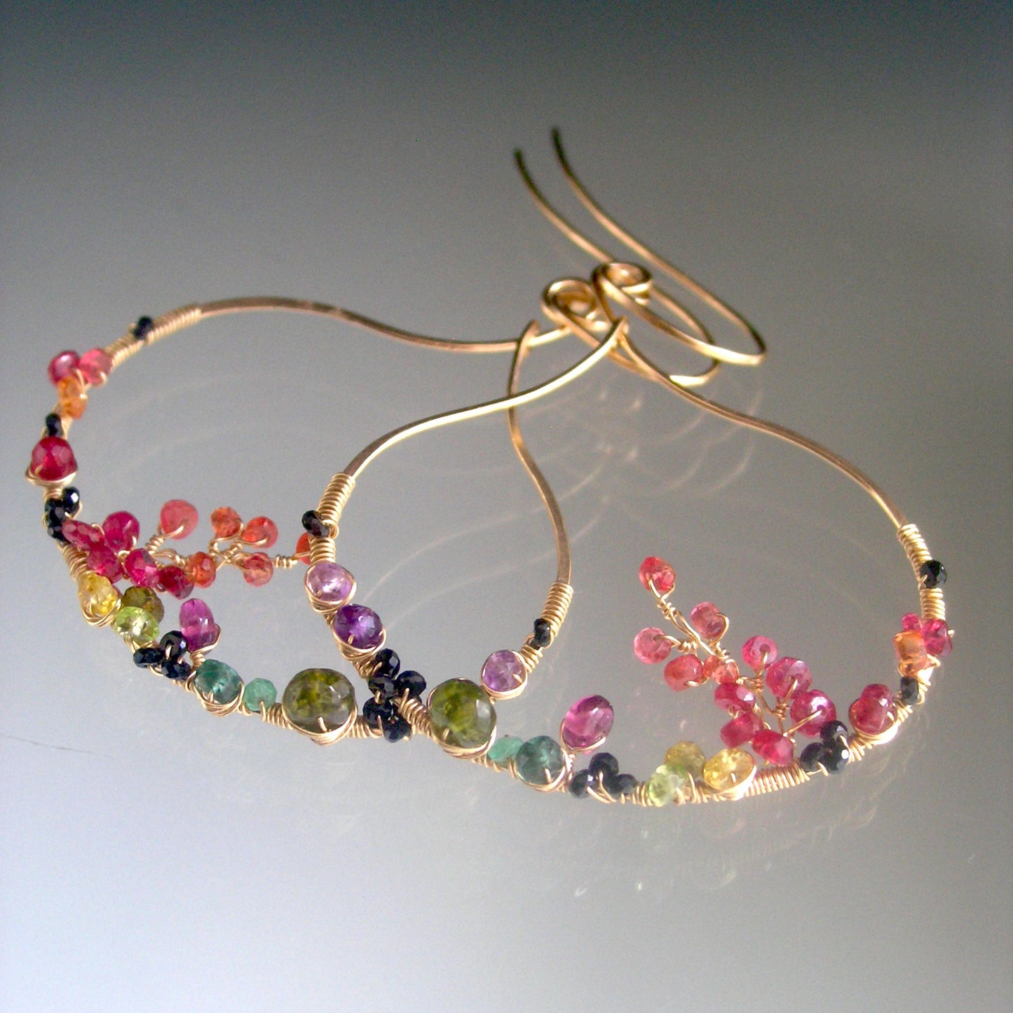 Sculptural Gemstone Gold Filled Earrings