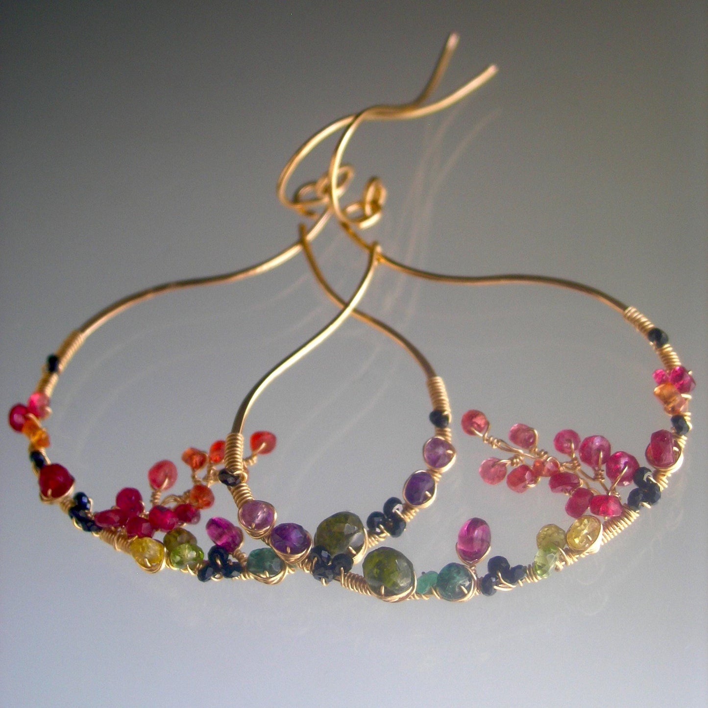Sculptural Gemstone Gold Filled Earrings