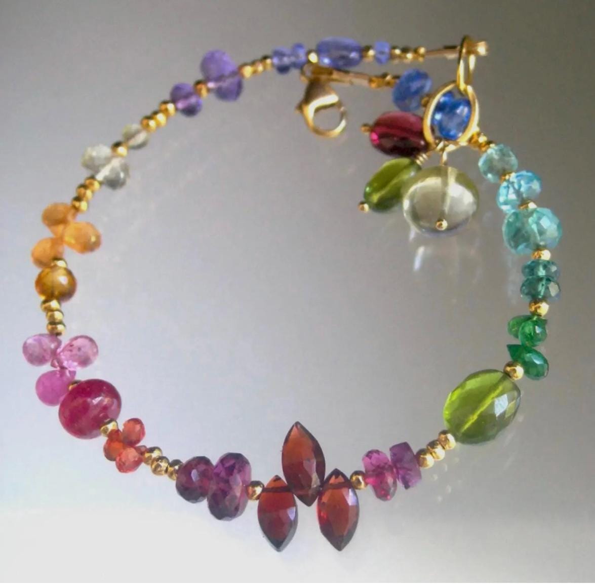 Rainbow Gemstone Vermeil Beaded Bracelet