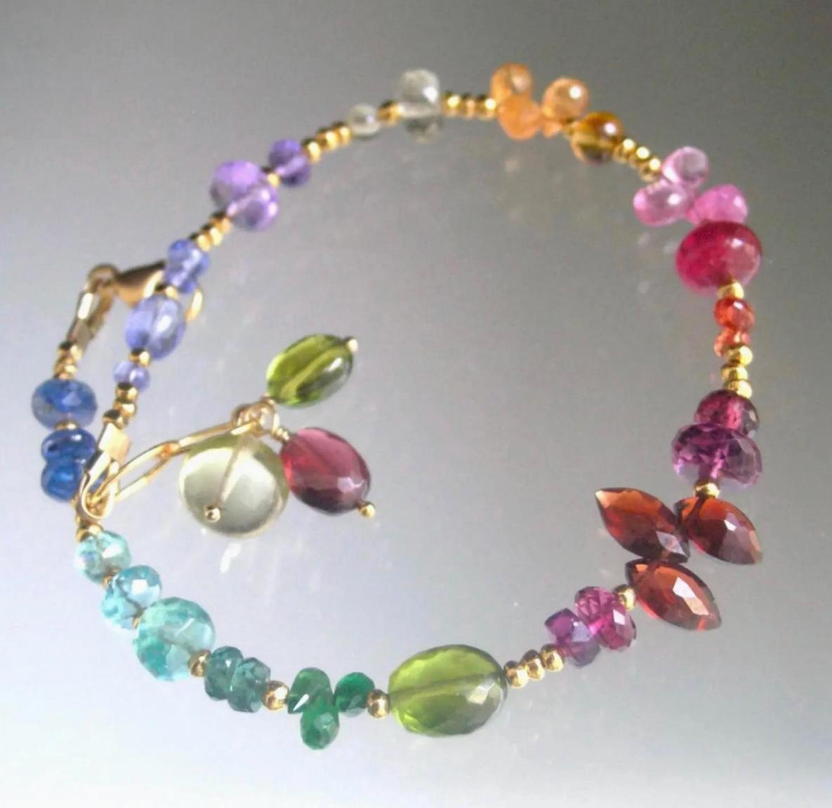 Rainbow Gemstone Vermeil Beaded Bracelet