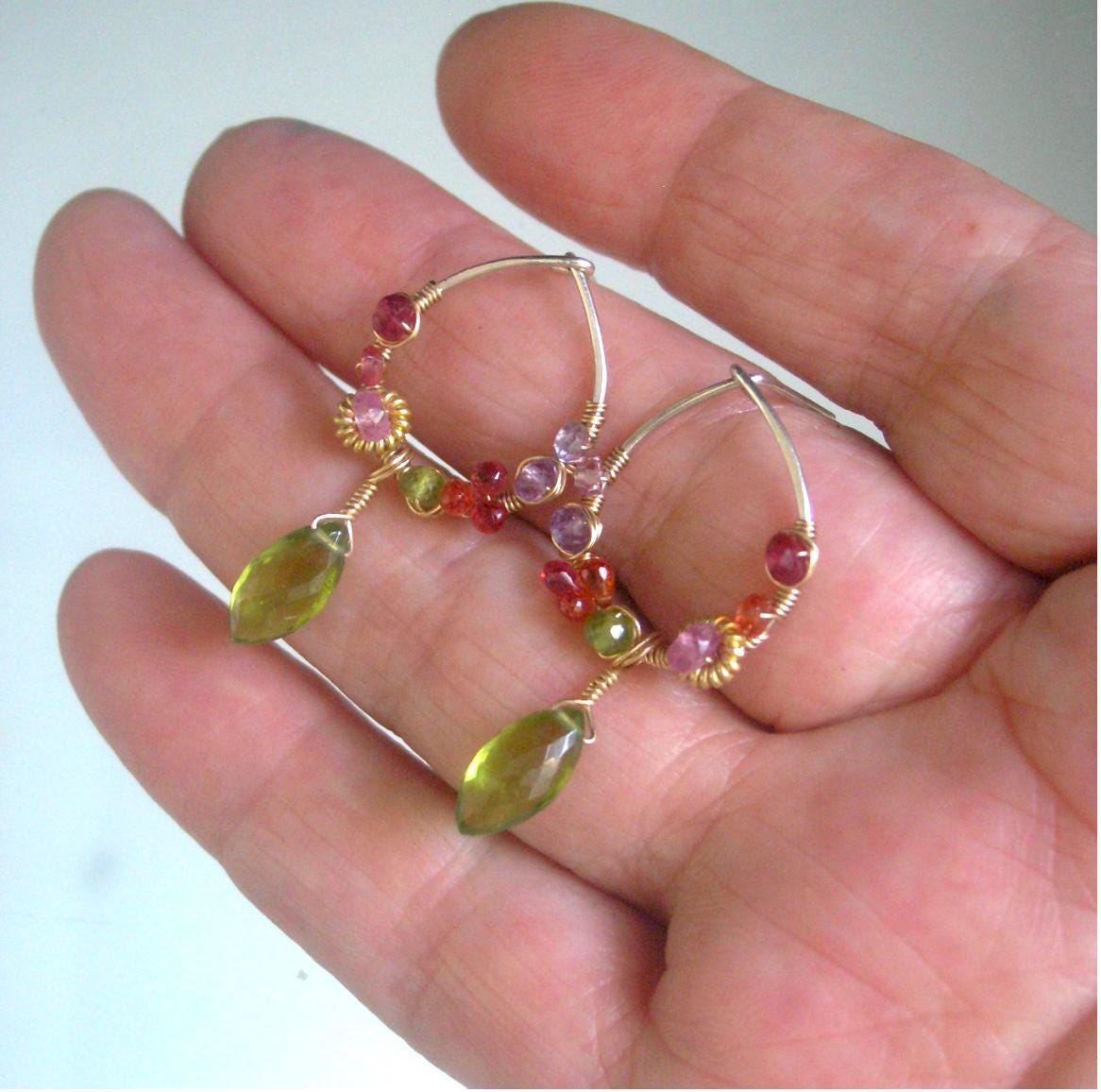 Small Gemstone Teardop Post Earrings in Sterling & 14k Gold Filled