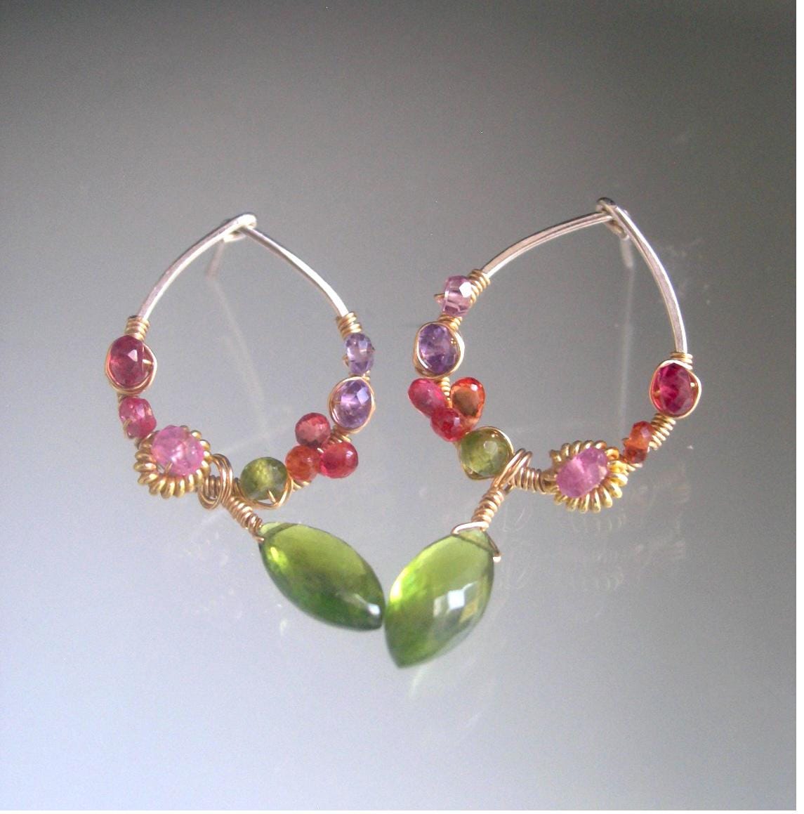 Small Gemstone Teardop Post Earrings in Sterling & 14k Gold Filled