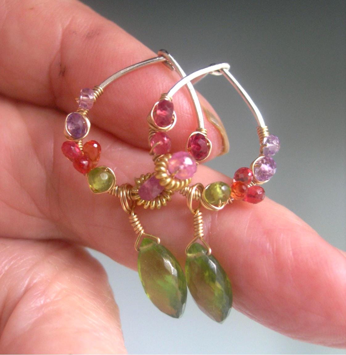 Small Gemstone Teardop Post Earrings in Sterling & 14k Gold Filled