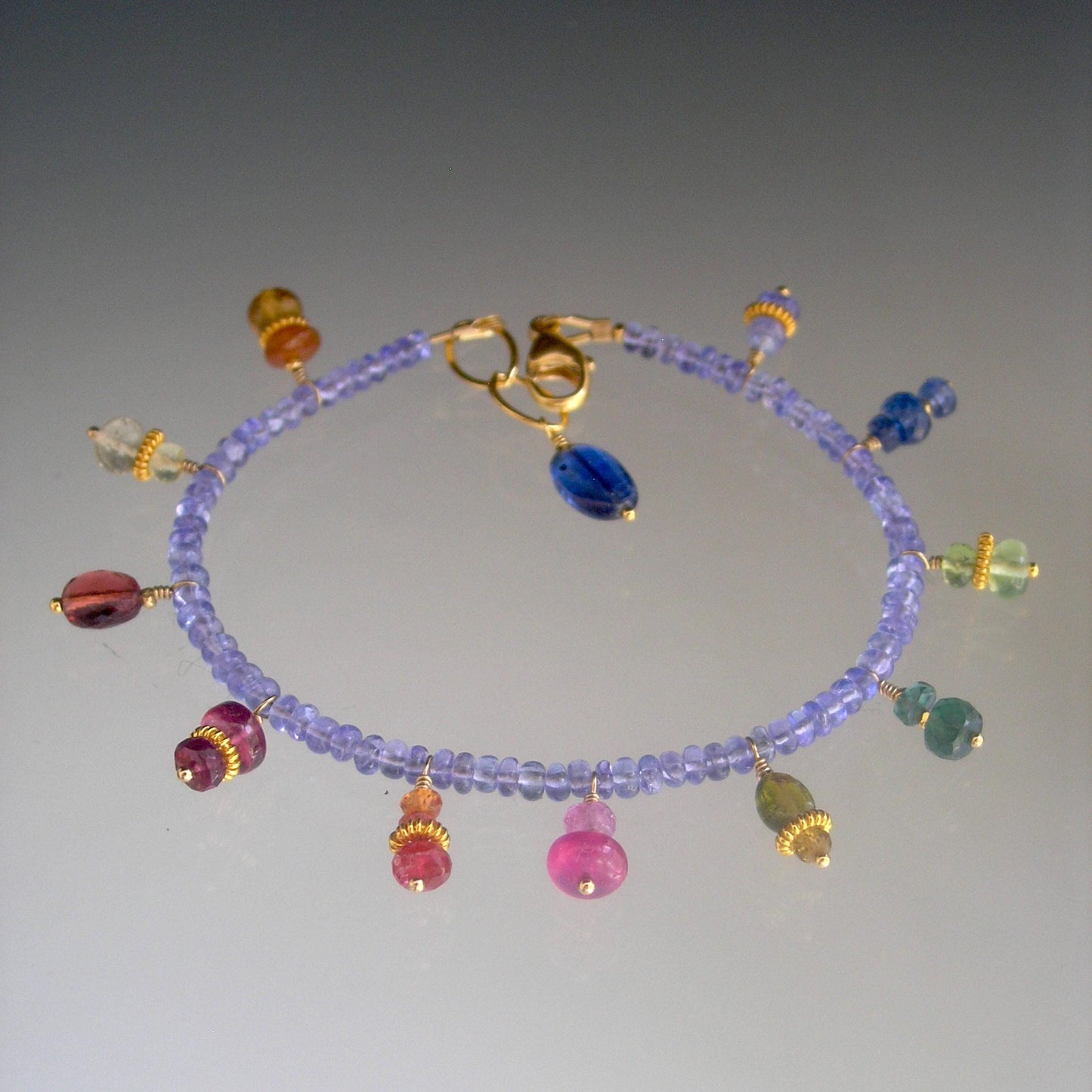 Tanzanite Bracelet w/ Multi Gemstone Charms