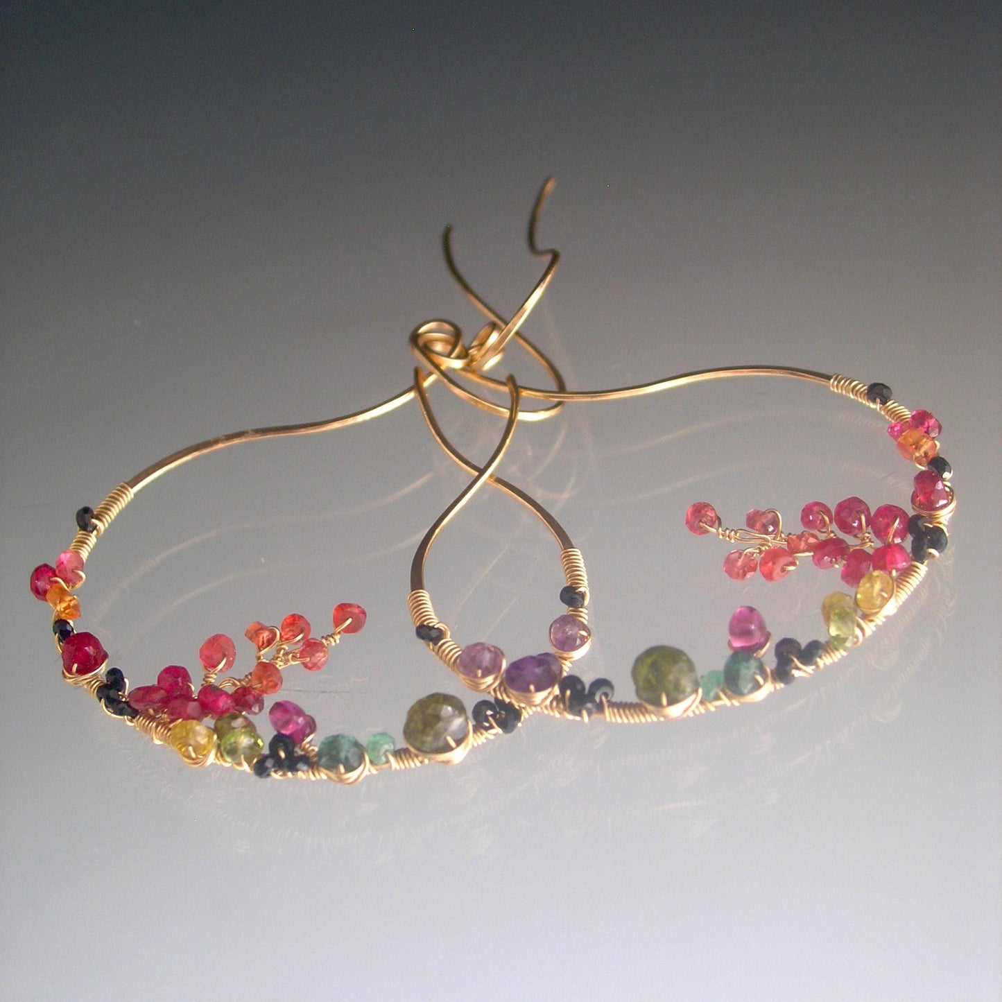 Sculptural Gemstone Gold Filled Earrings
