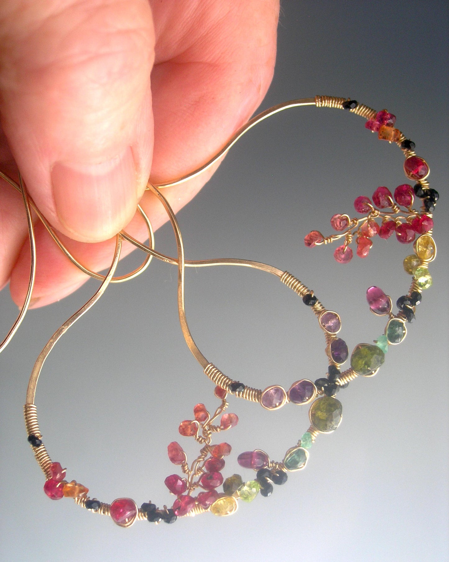 Sculptural Gemstone Gold Filled Earrings