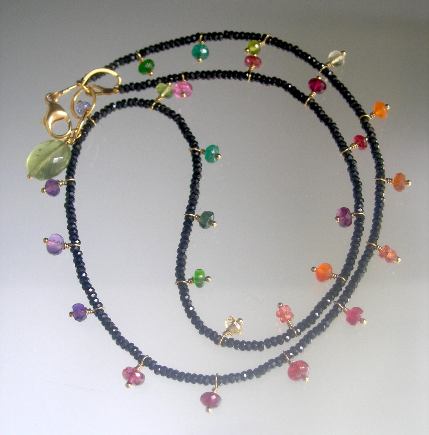 Midnight Rainbow Gemstone Necklace w/ Black Spinel