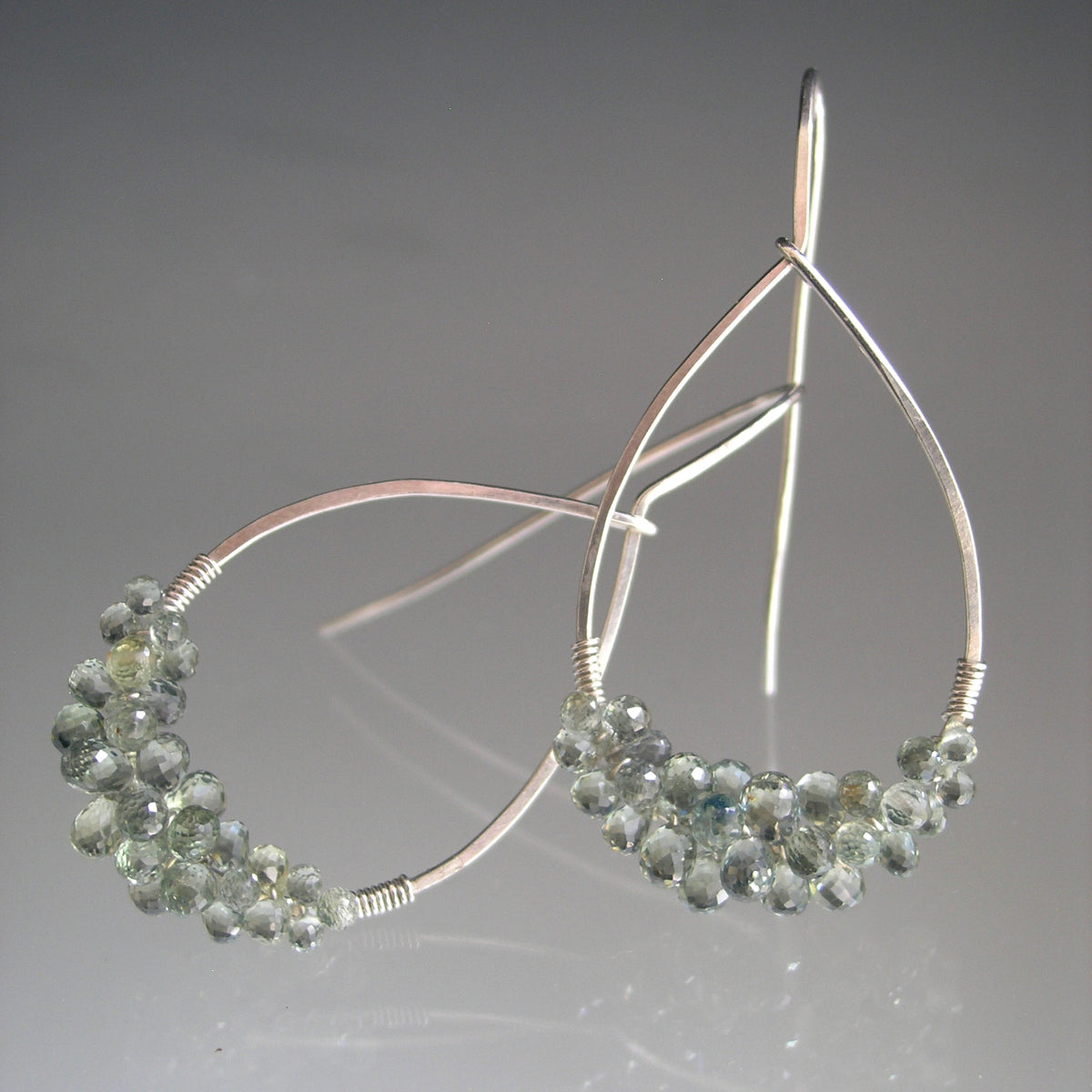 Green Sapphire Sterling Silver Hoops