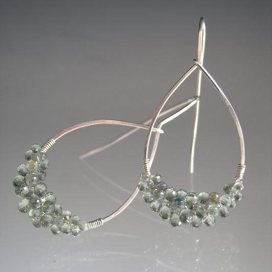 Green Sapphire Sterling Silver Hoops