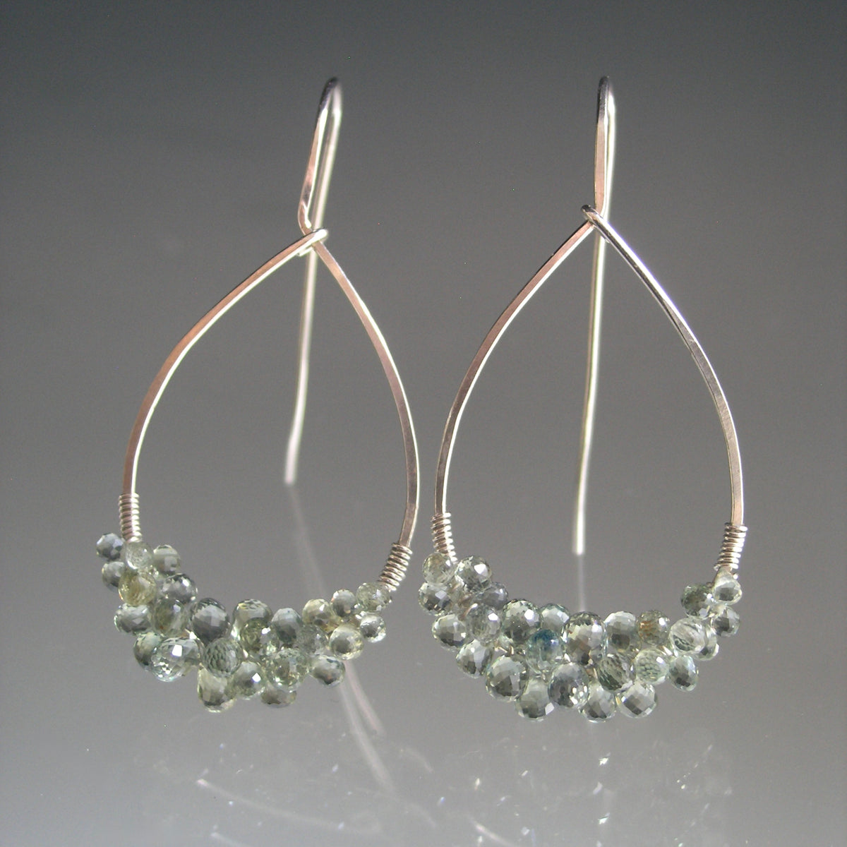 Green Sapphire Sterling Silver Hoops