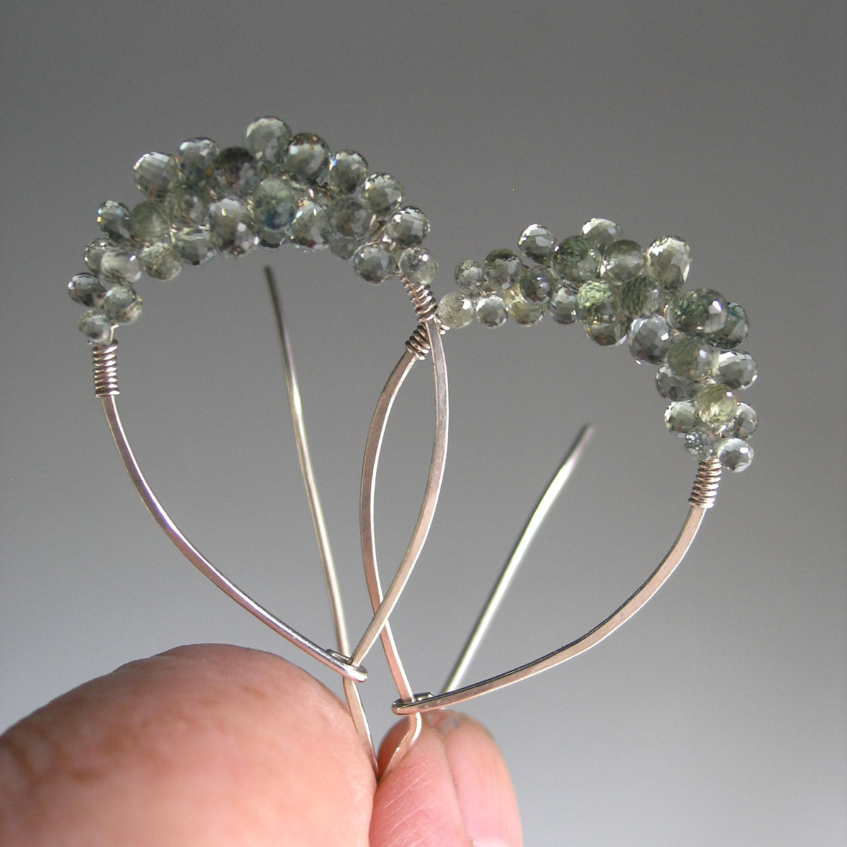 Green Sapphire Sterling Silver Hoops