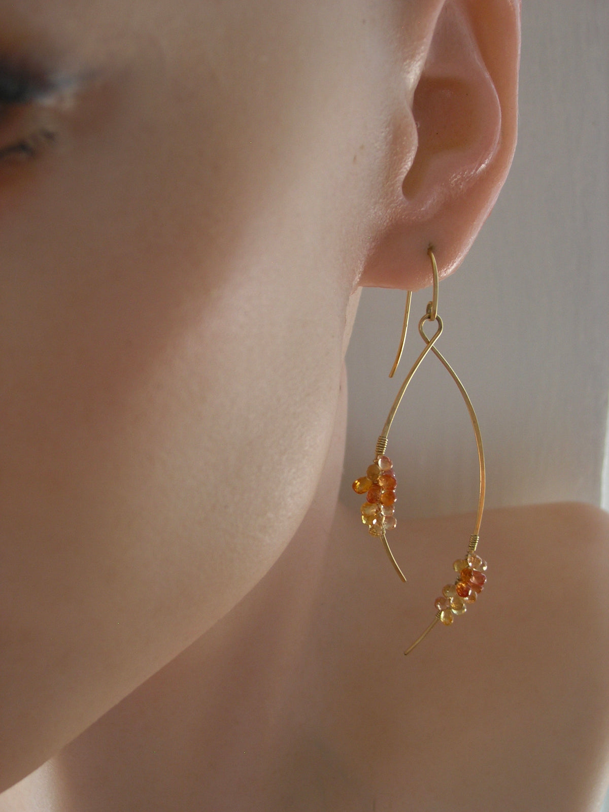 Sapphire 14k Gold Filled Wishbone Earrings