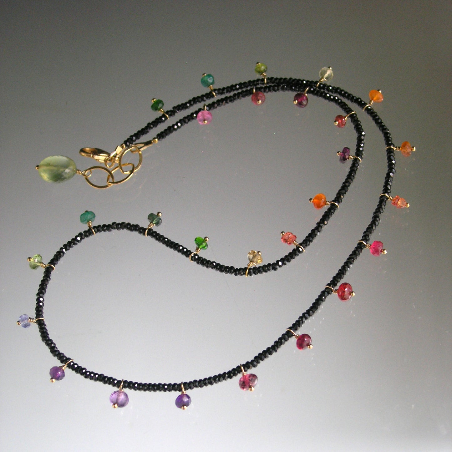 Midnight Rainbow Gemstone Necklace w/ Black Spinel