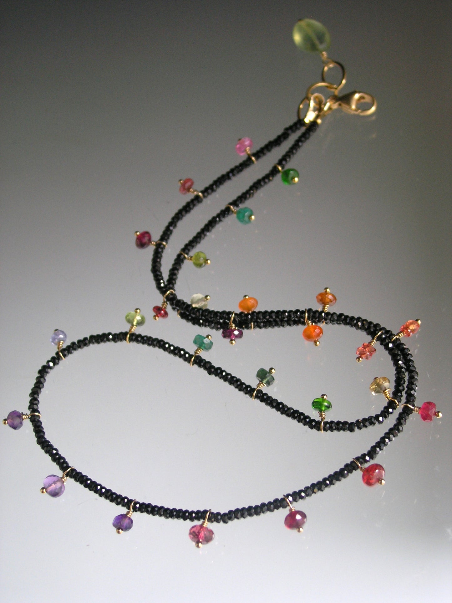 Midnight Rainbow Gemstone Necklace w/ Black Spinel