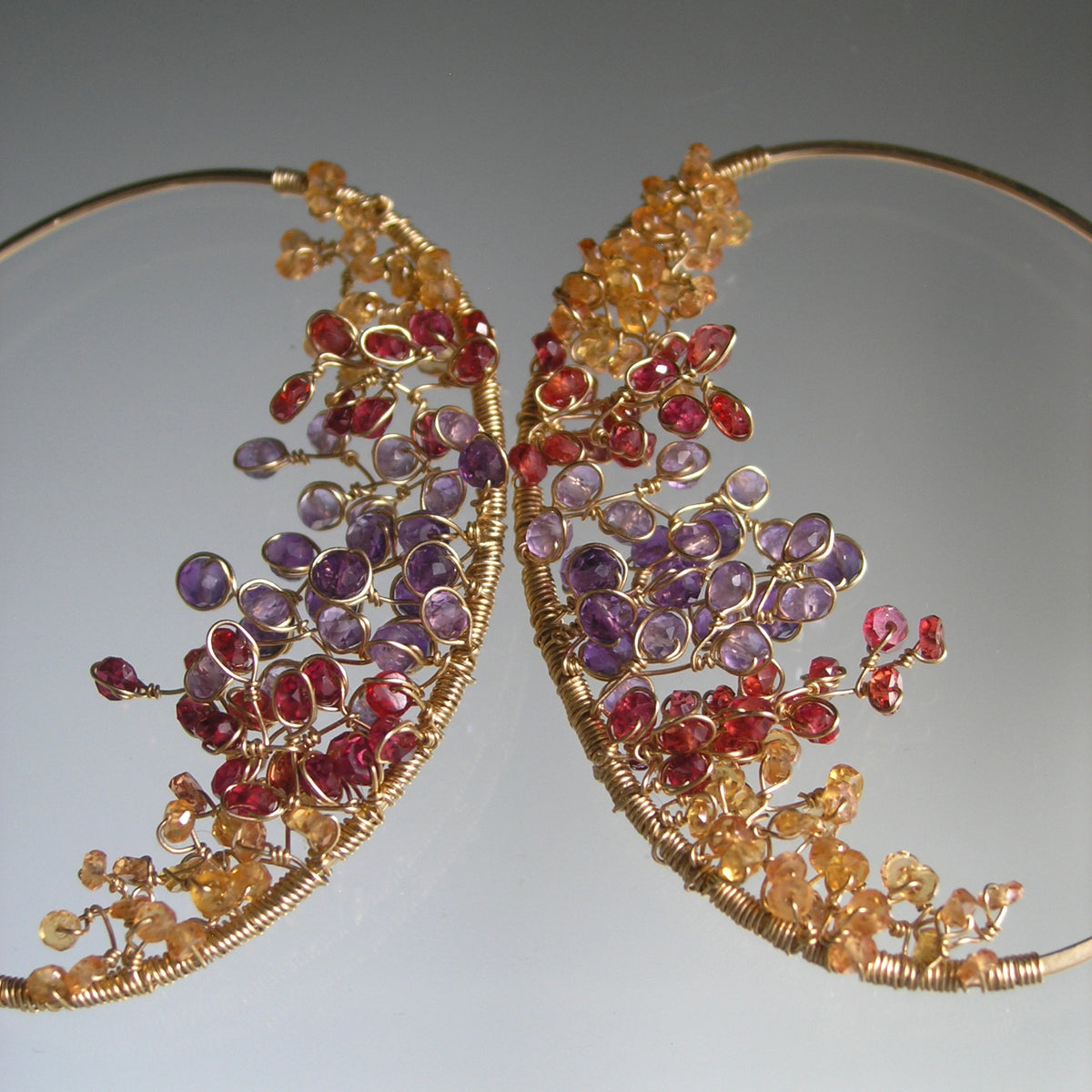 Twilight Gemstone Flame Oval Hoops 2 5/8”