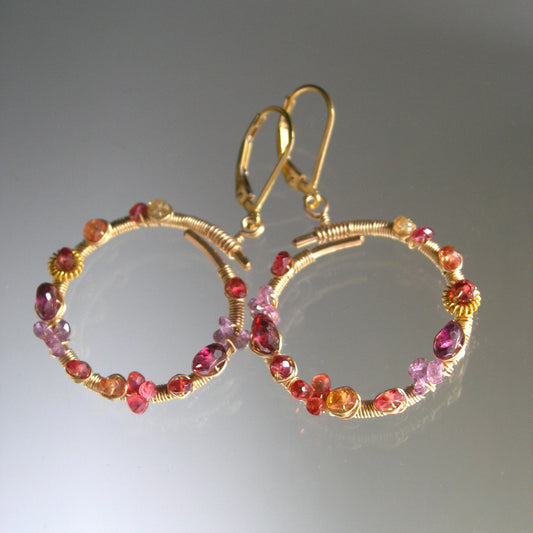 Small 14k Gold Filled Gemstone Hoops w/ Lever Backs