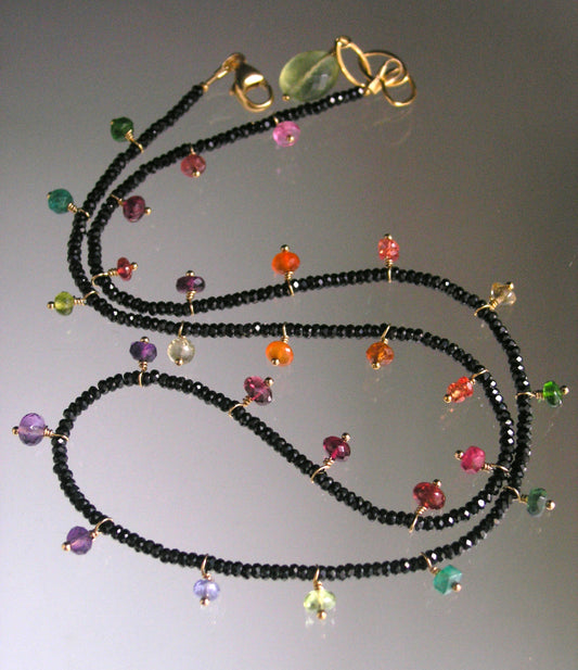Midnight Rainbow Gemstone Necklace w/ Black Spinel