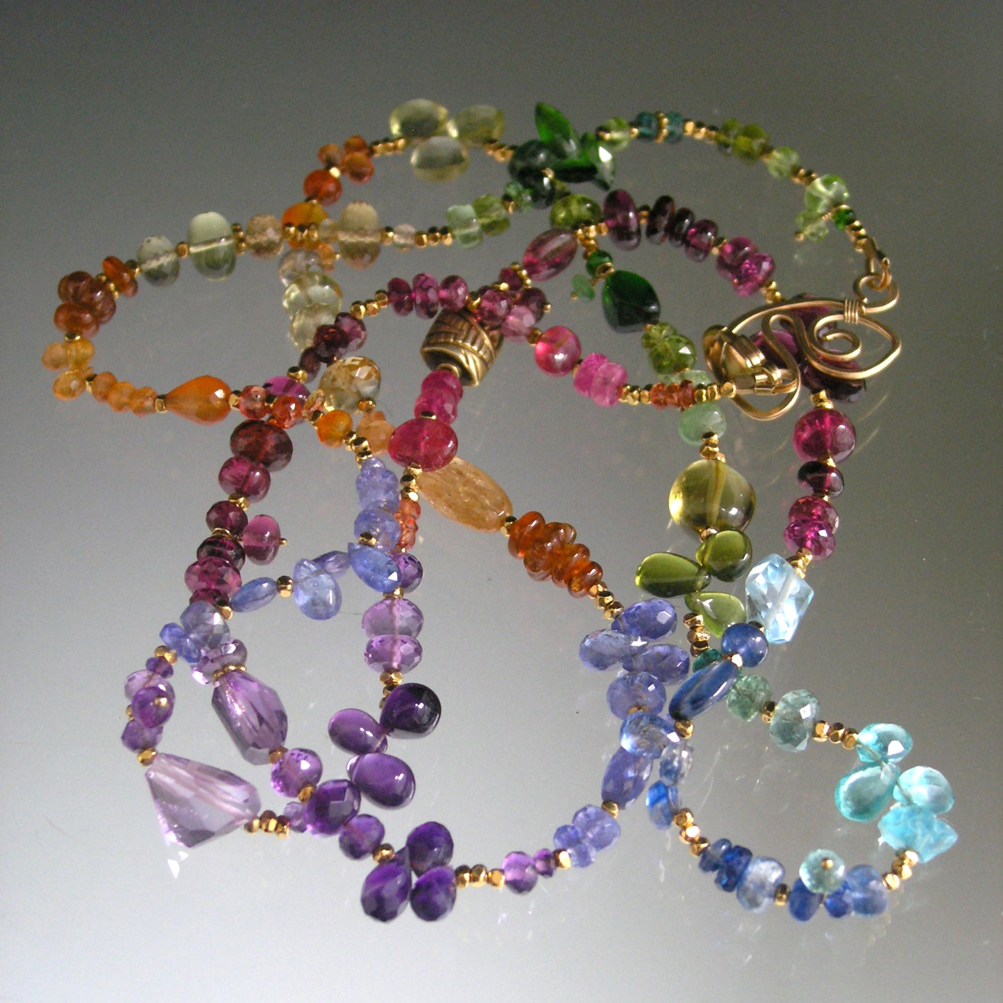 34” Rainbow Gemstone Vermeil Necklace