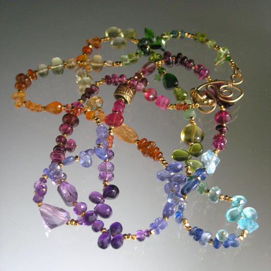 34” Rainbow Gemstone Vermeil Necklace