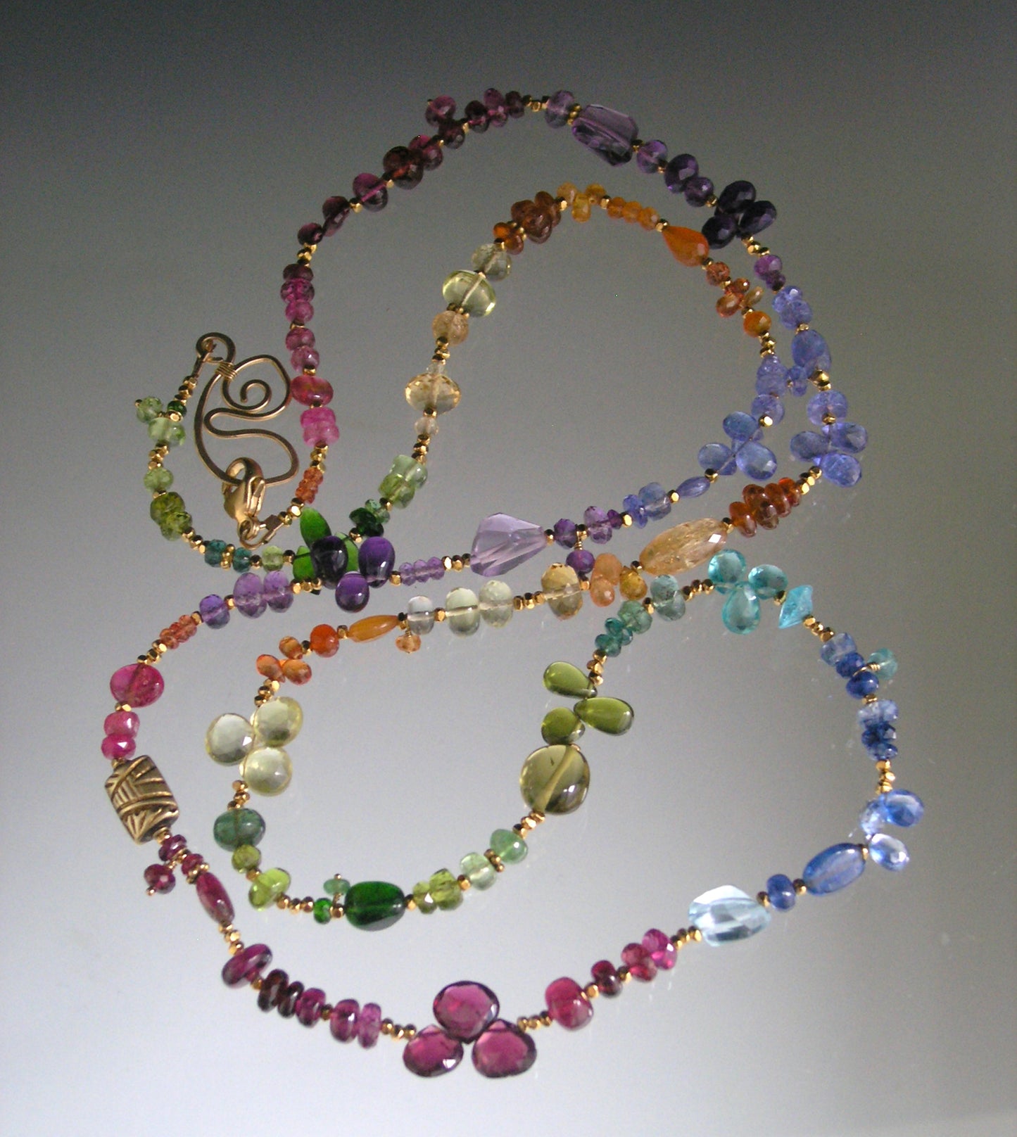 34” Rainbow Gemstone Vermeil Necklace