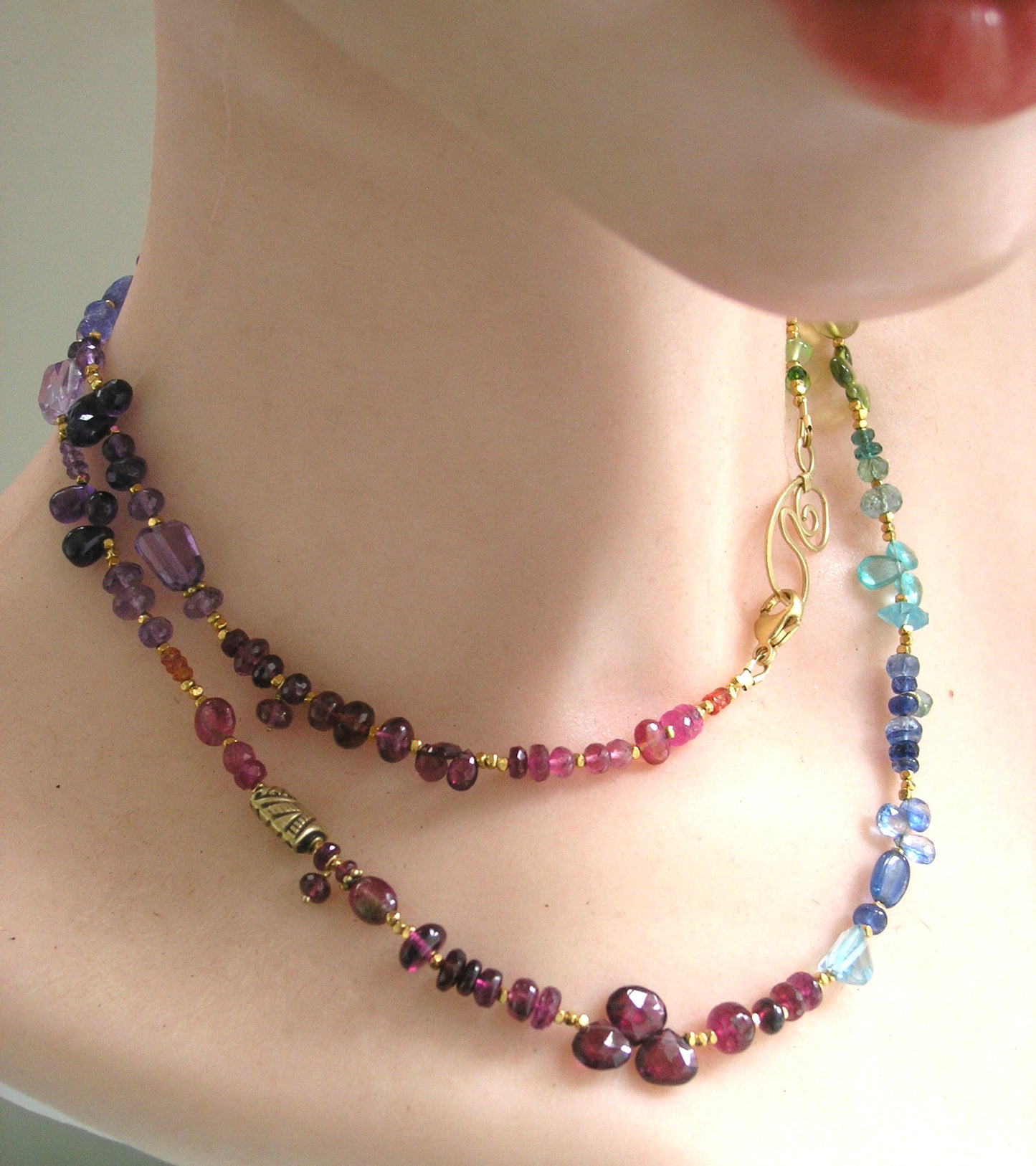 34” Rainbow Gemstone Vermeil Necklace