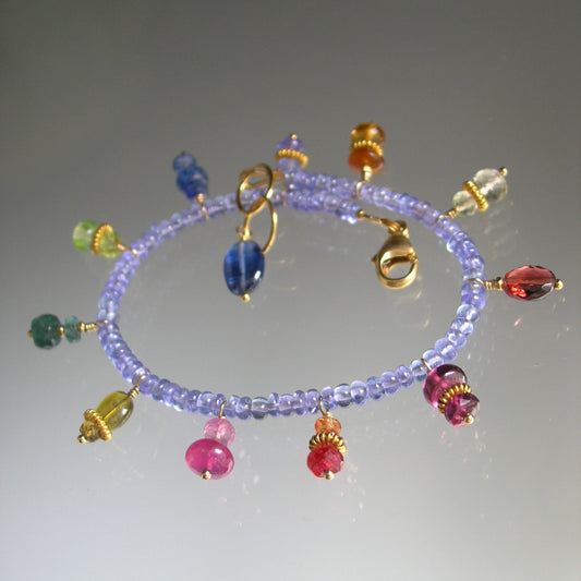 Tanzanite Bracelet w/ Multi Gemstone Charms