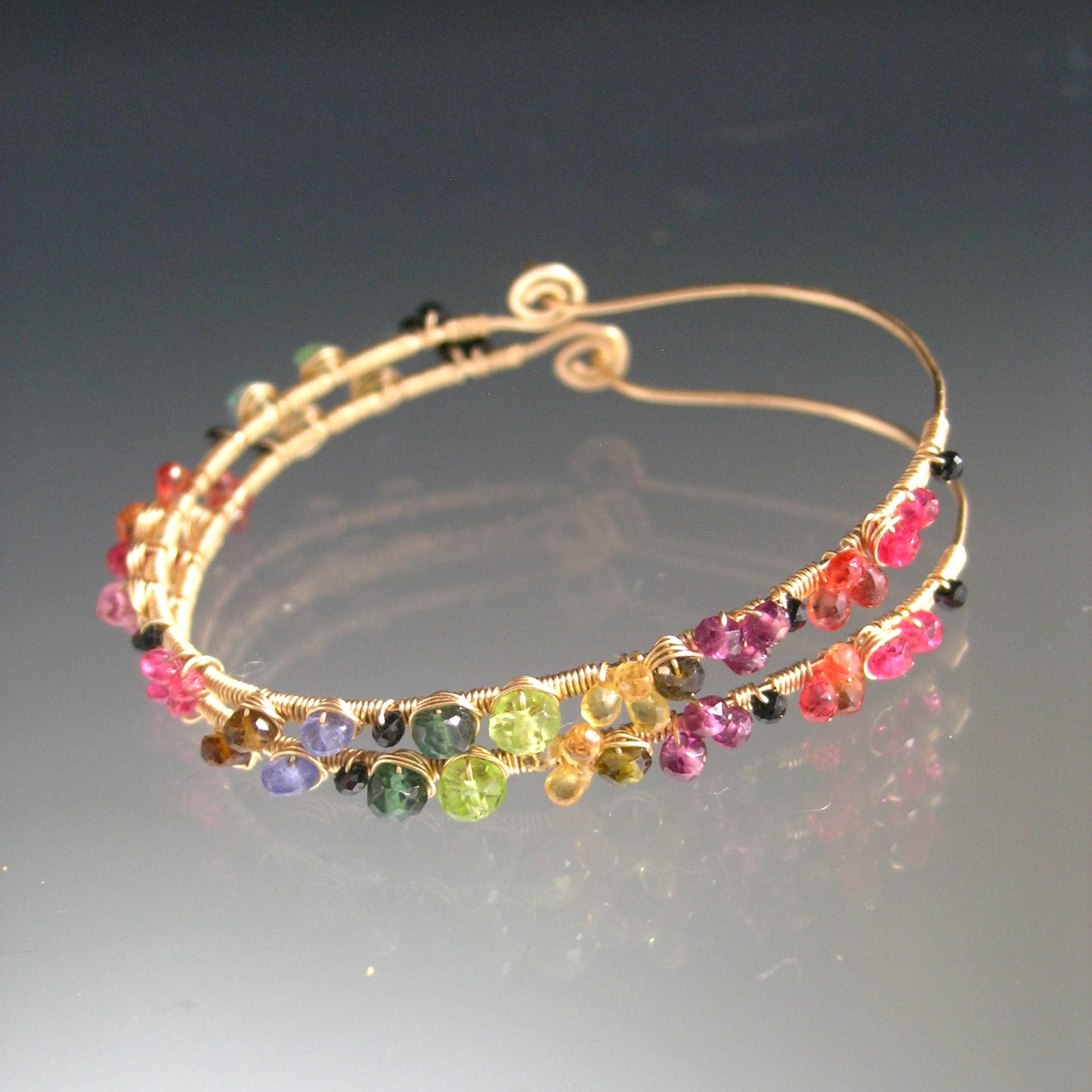 Multi Gemstone 14k Gold Filled Oval Hoops