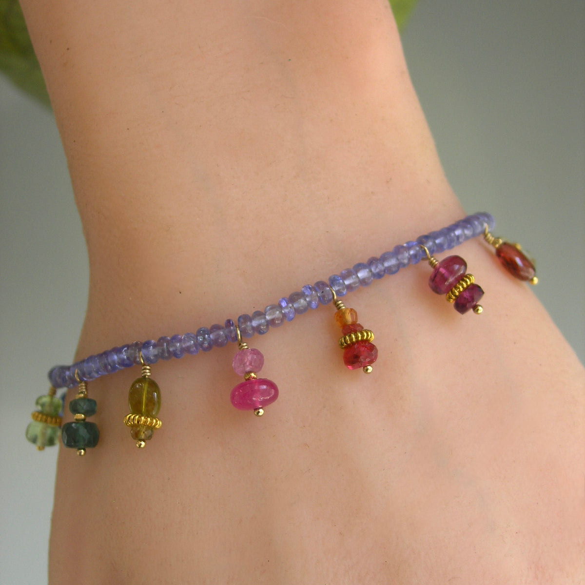 Tanzanite Bracelet w/ Multi Gemstone Charms