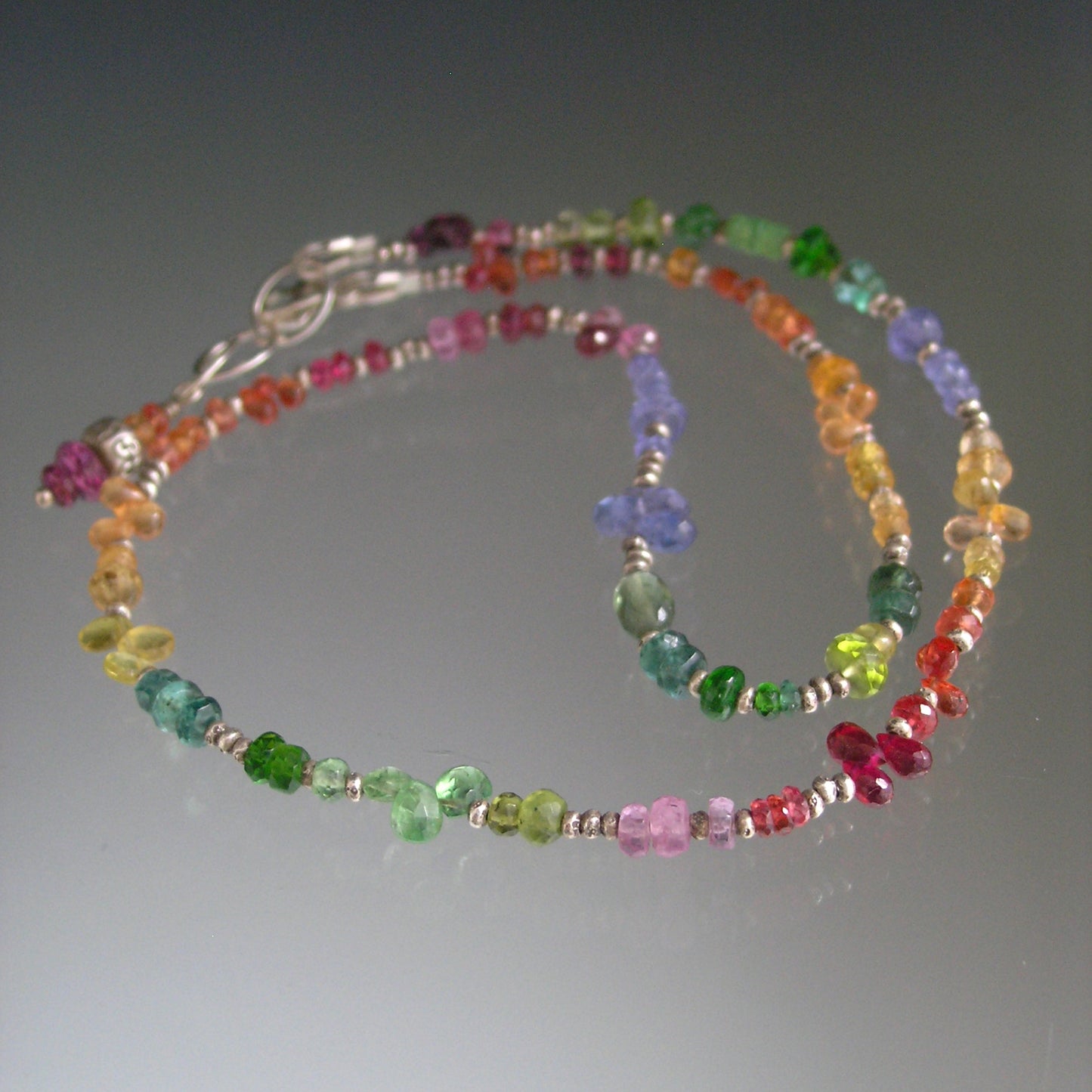 Rainbow Gemstone Sterling Silver Choker