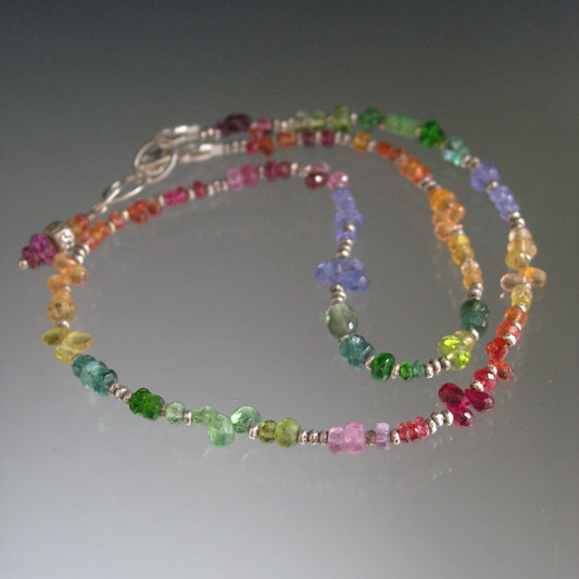 Rainbow Gemstone Sterling Silver Choker