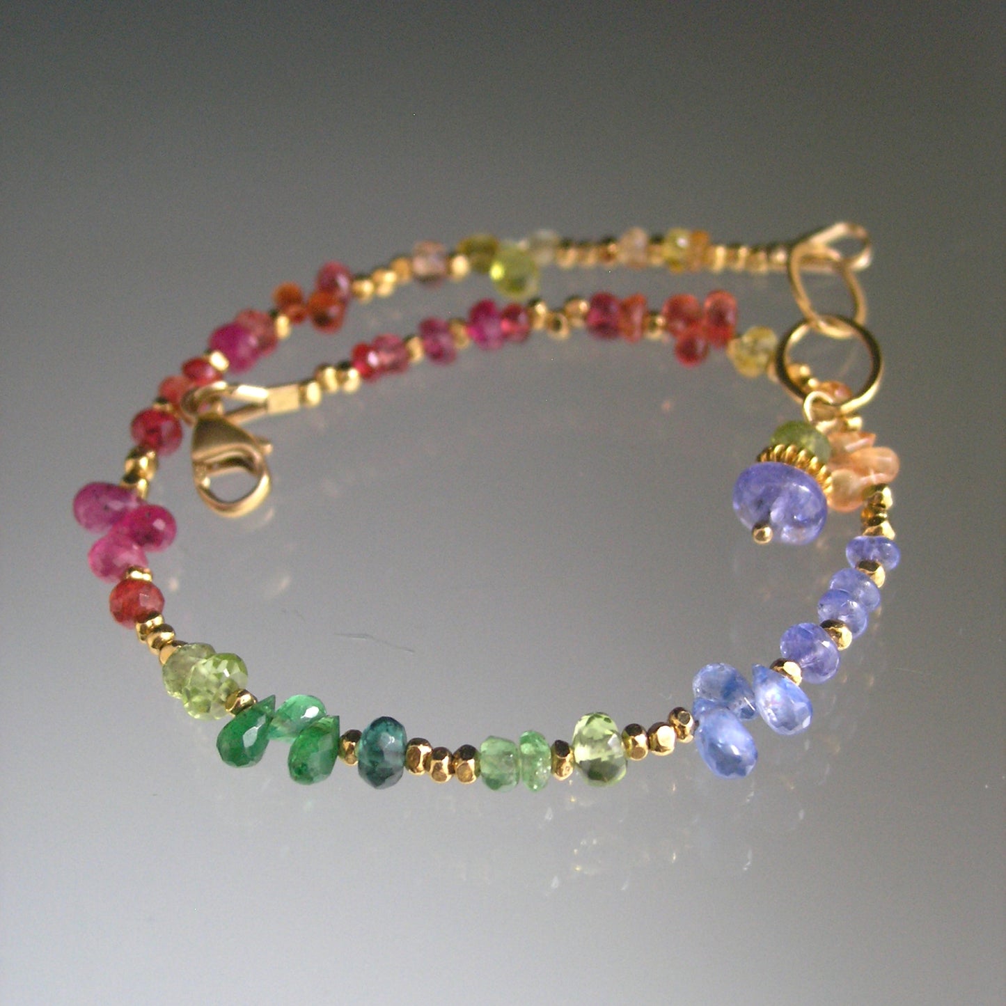 Watercolor Rainbow Gemstone Beaded Bracelet