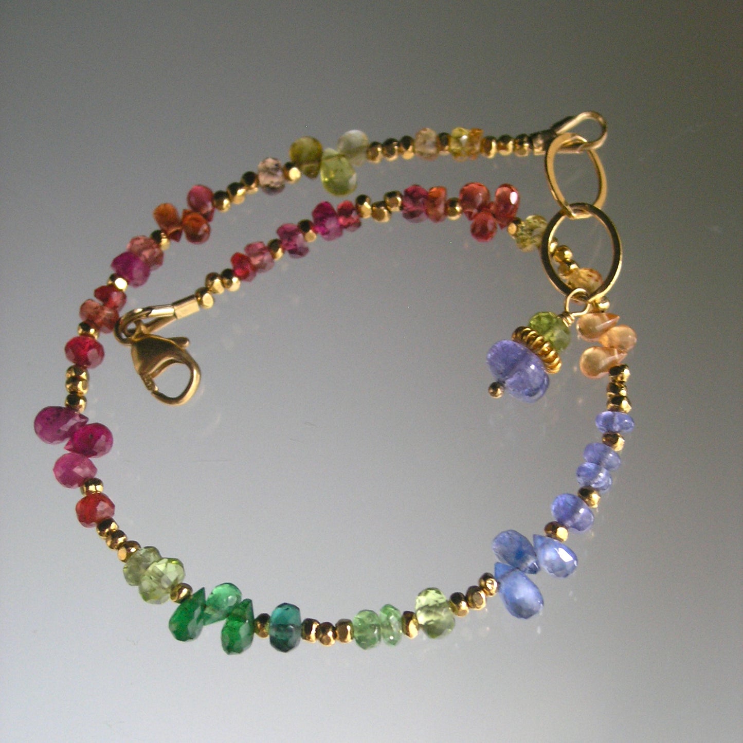 Watercolor Rainbow Gemstone Beaded Bracelet