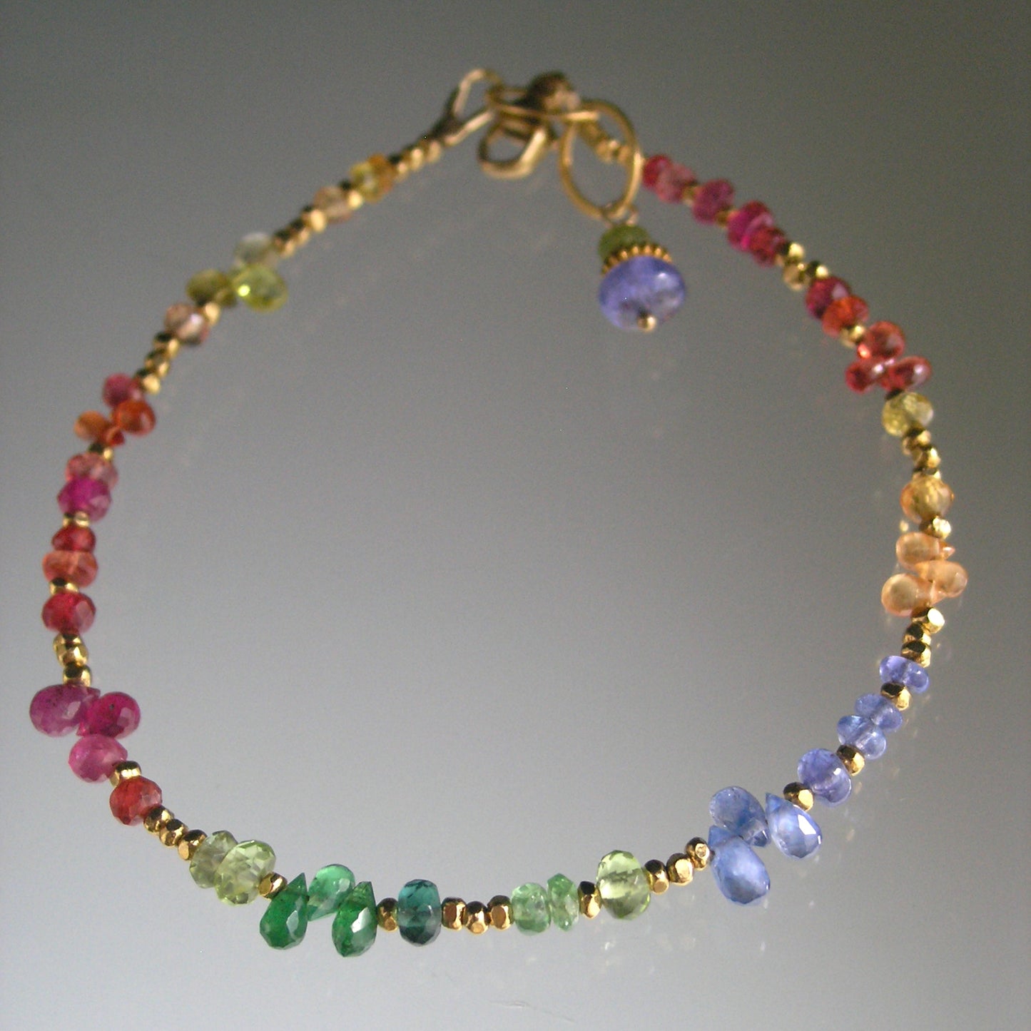 Watercolor Rainbow Gemstone Beaded Bracelet