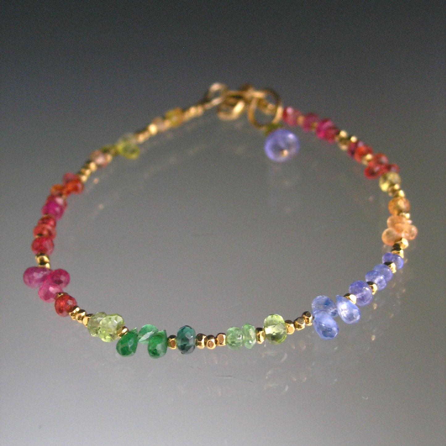 Watercolor Rainbow Gemstone Beaded Bracelet