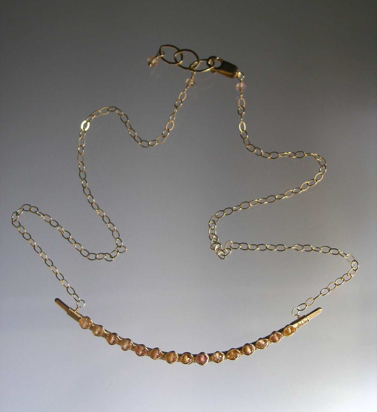 Imperial Topaz Bar Necklace in 14k Gold Fill