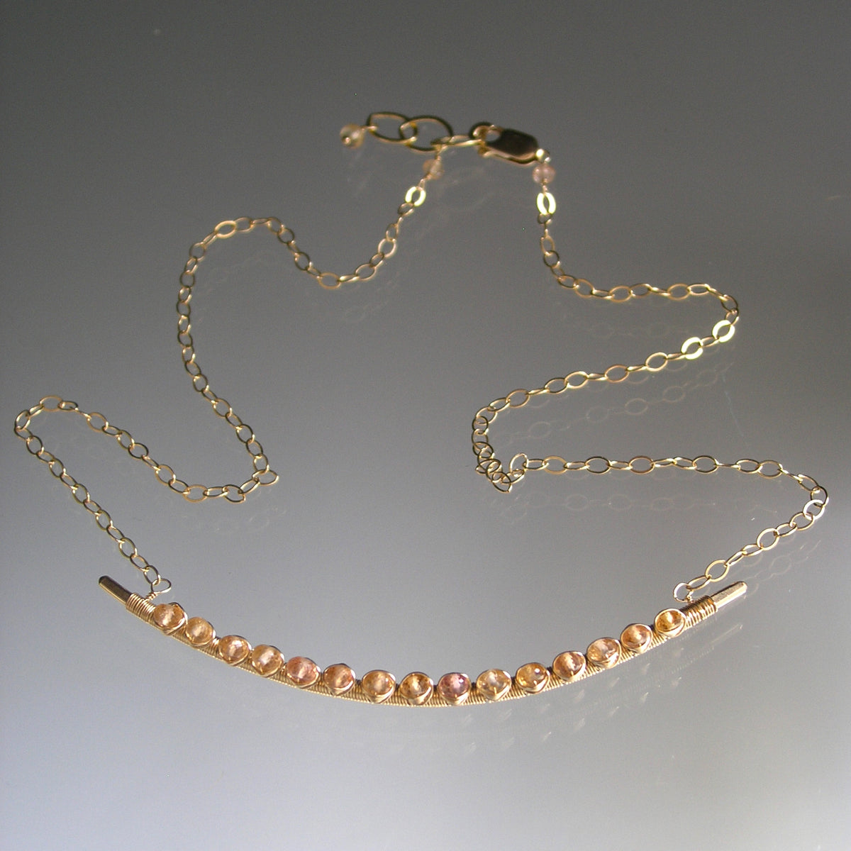 Imperial Topaz Bar Necklace in 14k Gold Fill