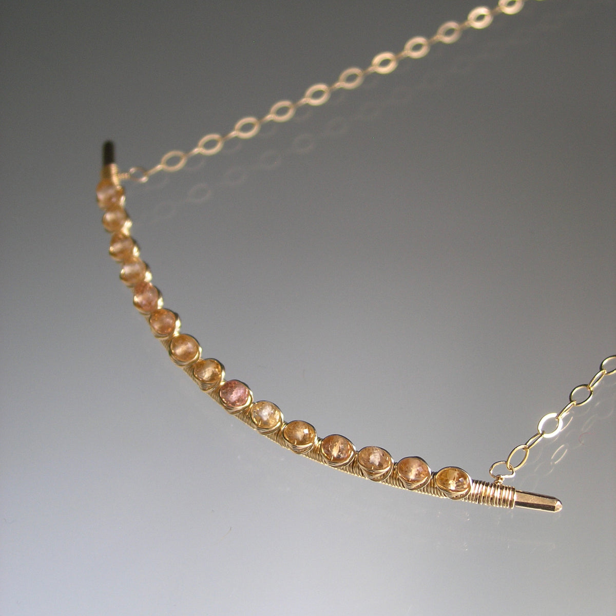Imperial Topaz Bar Necklace in 14k Gold Fill
