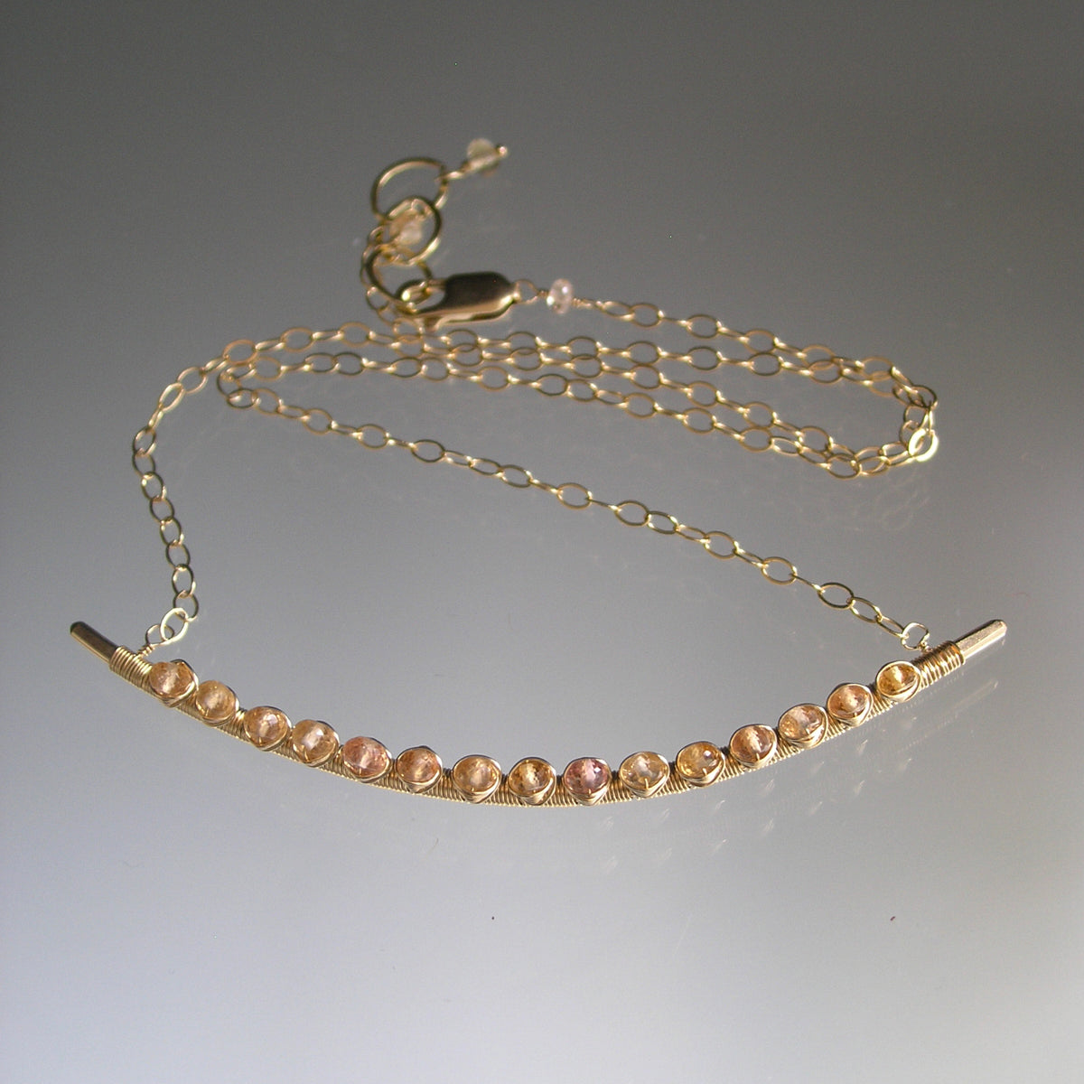 Imperial Topaz Bar Necklace in 14k Gold Fill