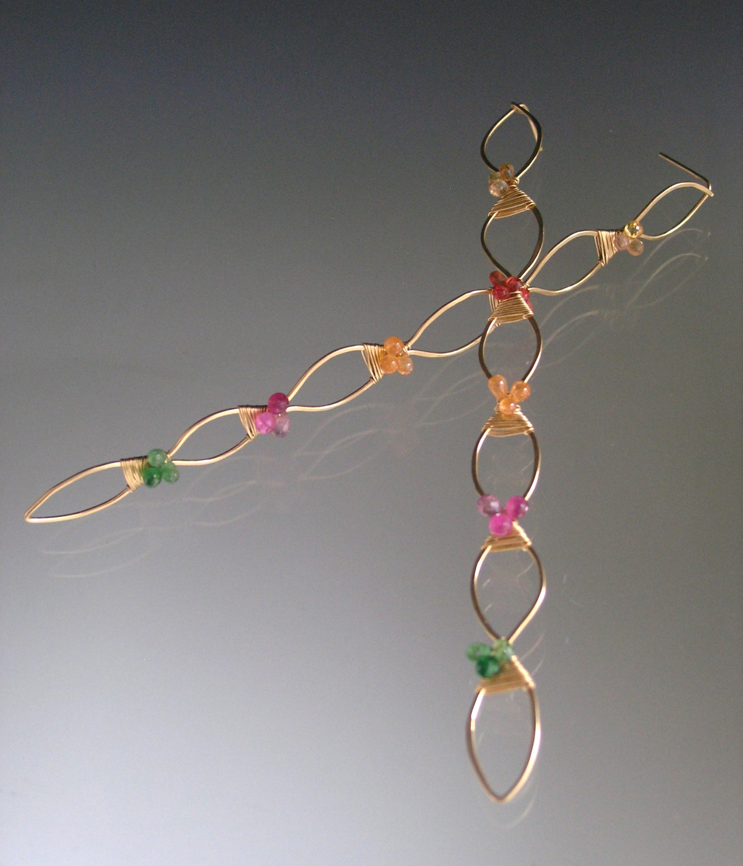 Long Sculptural Sapphire Earrings
