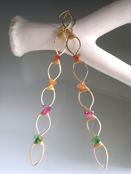 Long Sculptural Sapphire Earrings