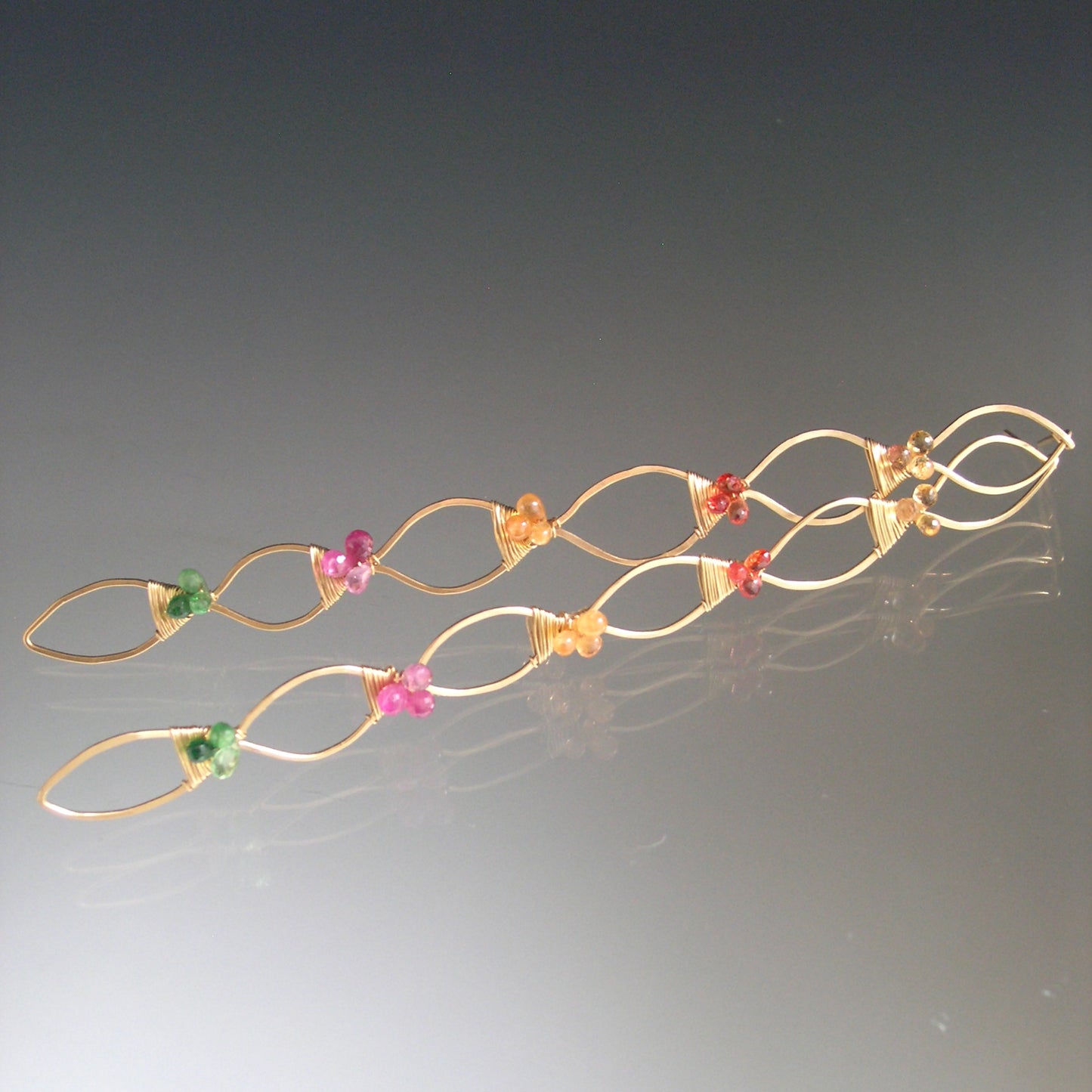 Long Sculptural Sapphire Earrings