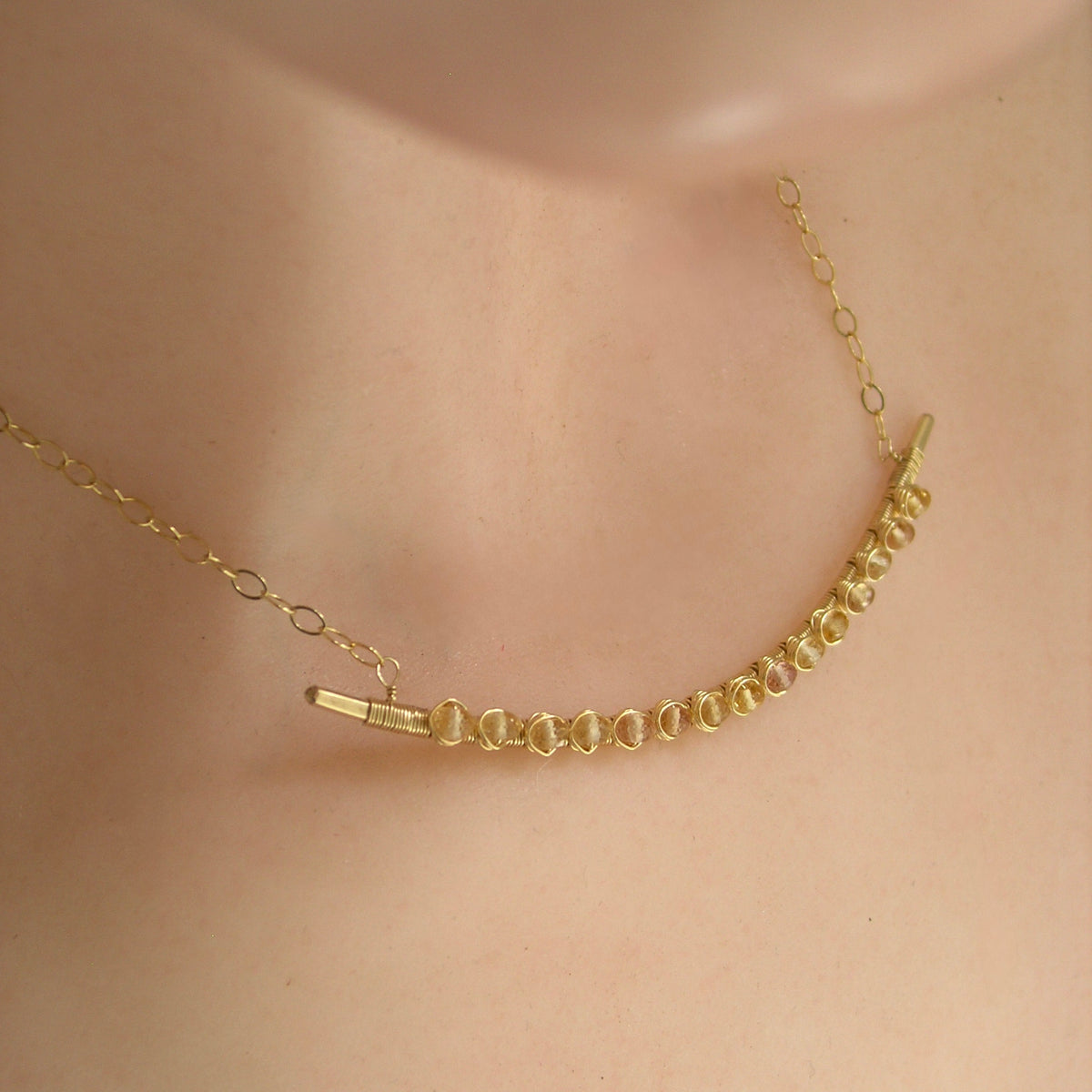 Imperial Topaz Bar Necklace in 14k Gold Fill
