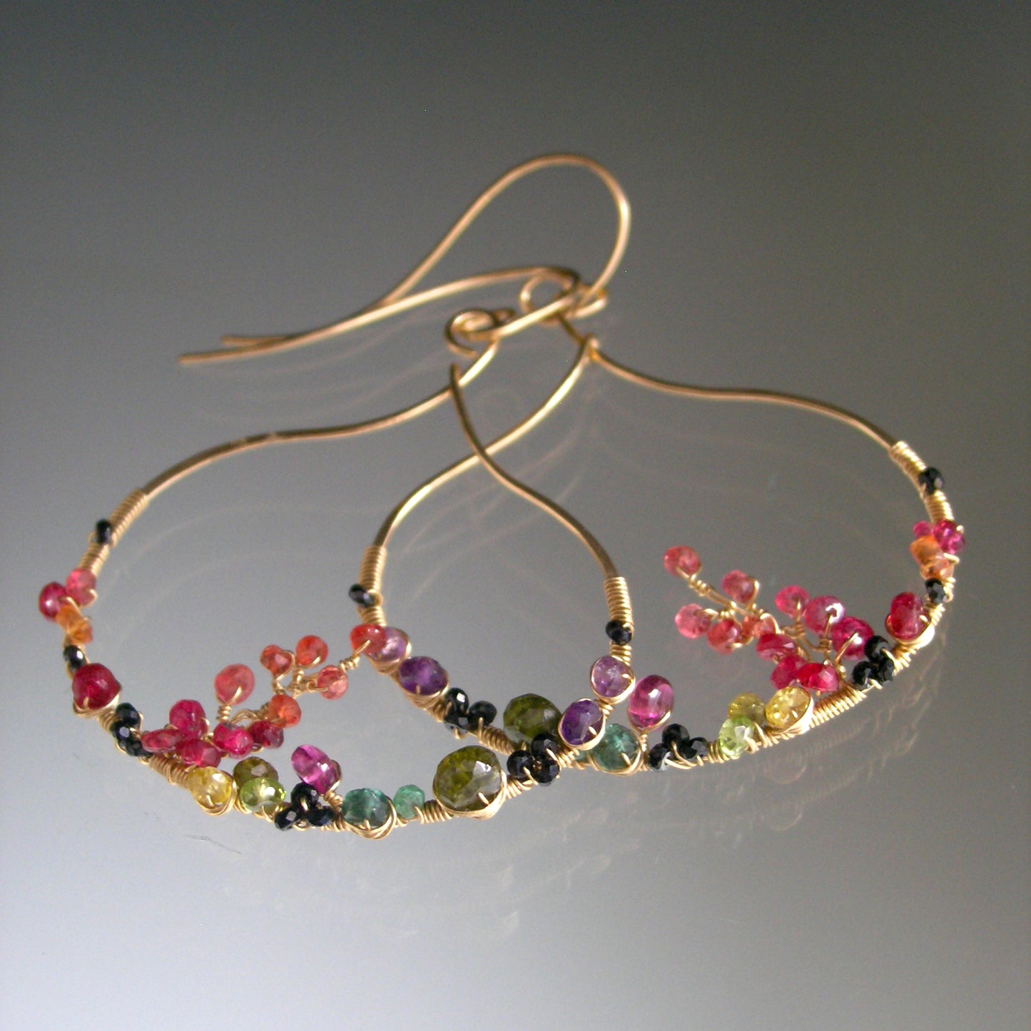 Sculptural Gemstone Gold Filled Earrings