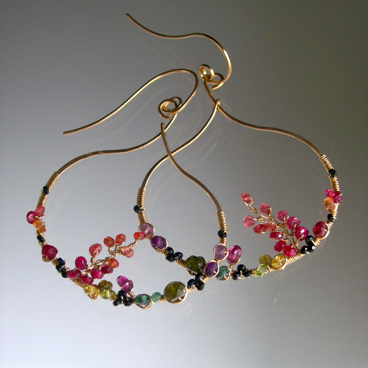 Sculptural Gemstone Gold Filled Earrings