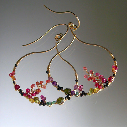 Sculptural Gemstone Gold Filled Earrings